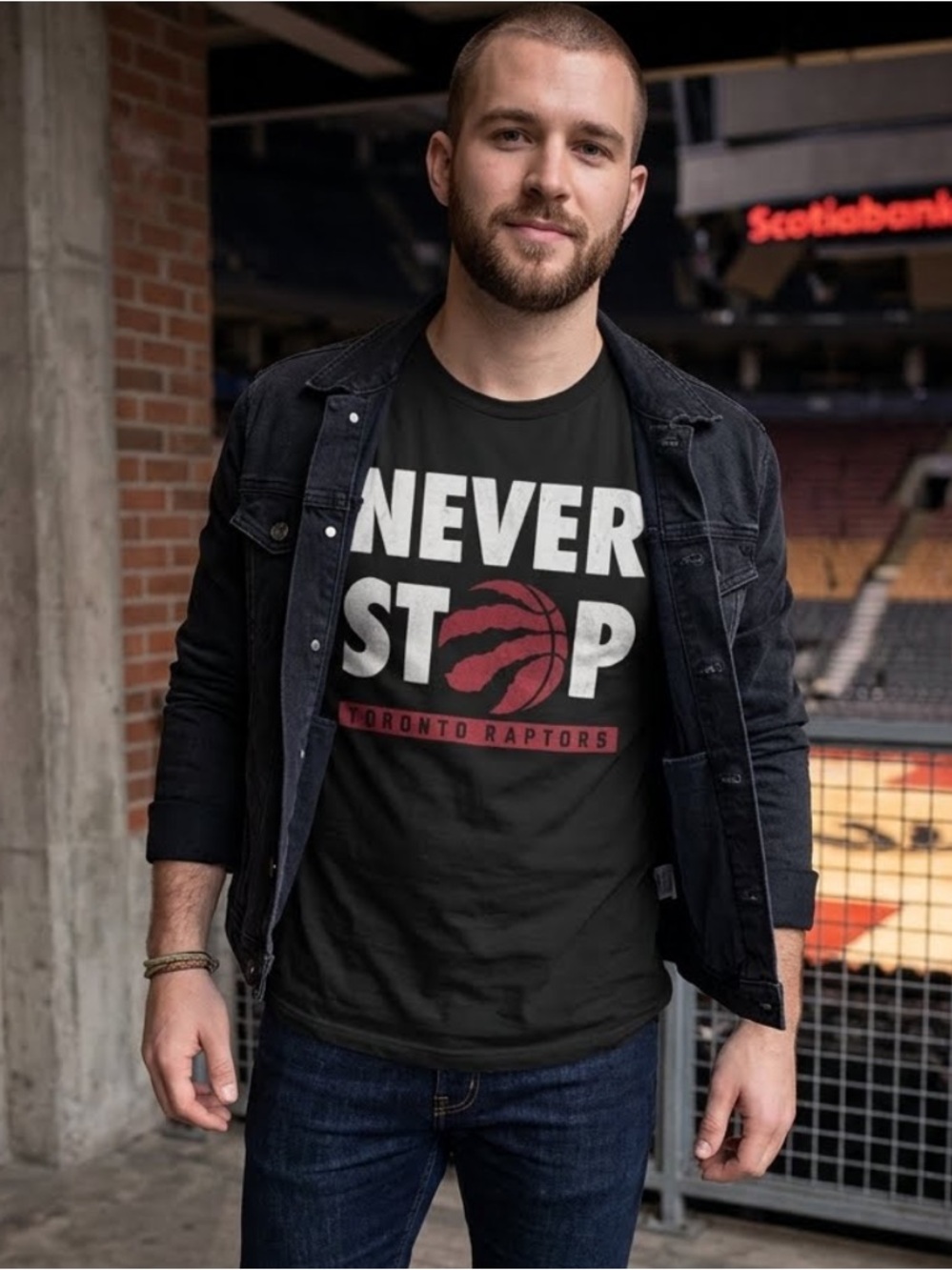 NBA Toronto Raptors Black Graphic 'Never Stop' Tee